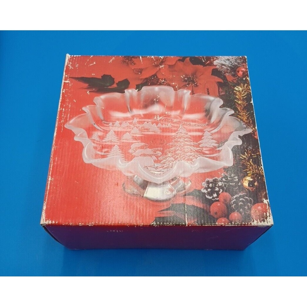 Vtg Clear Mikasa Christmas Story Pedestal Footed Small Cake‎ Serving Platter - Picture 2 of 12